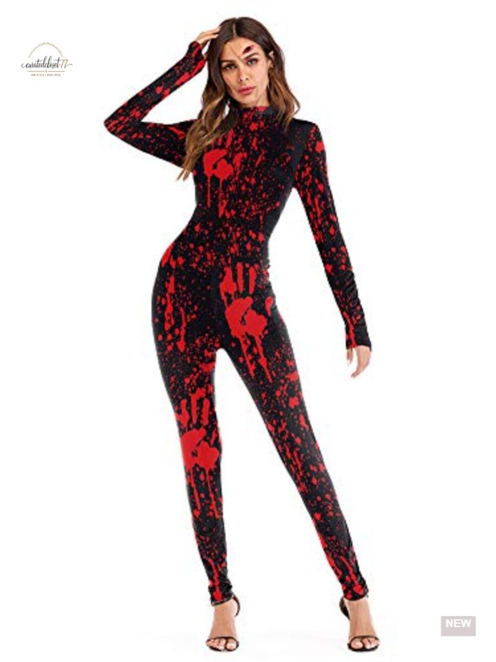 Skull Skeleton Bodysuit Long Sleeve Stretch Halloween Costume